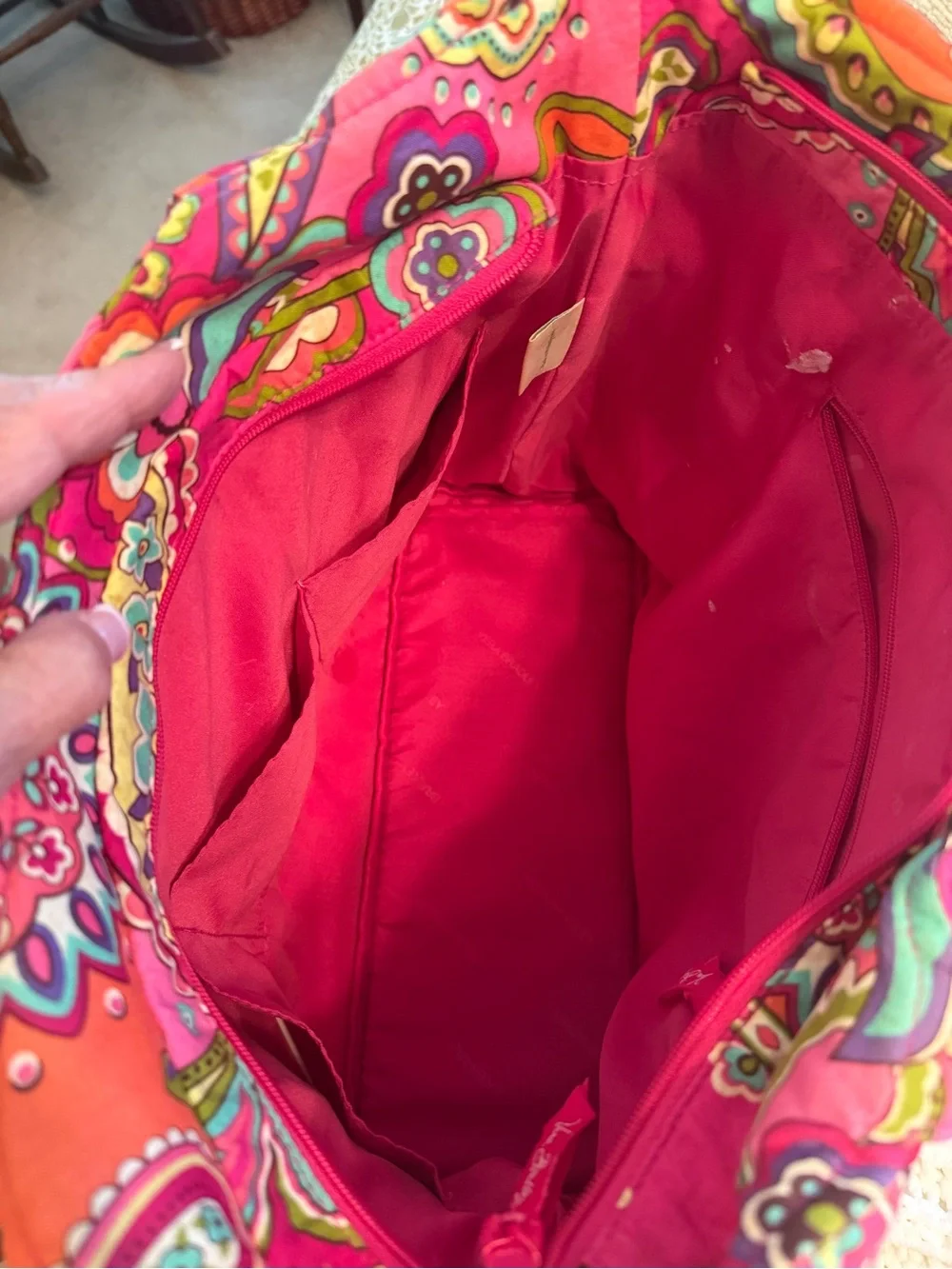 Vera Bradley Hot Pink Paisley Quilted Shoulder Tote